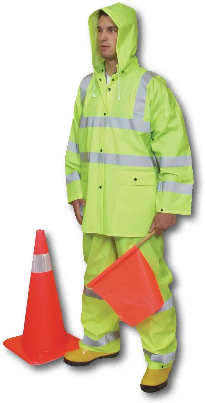 Ansi Class 3 Three Piece Pvc Rainsuit 1