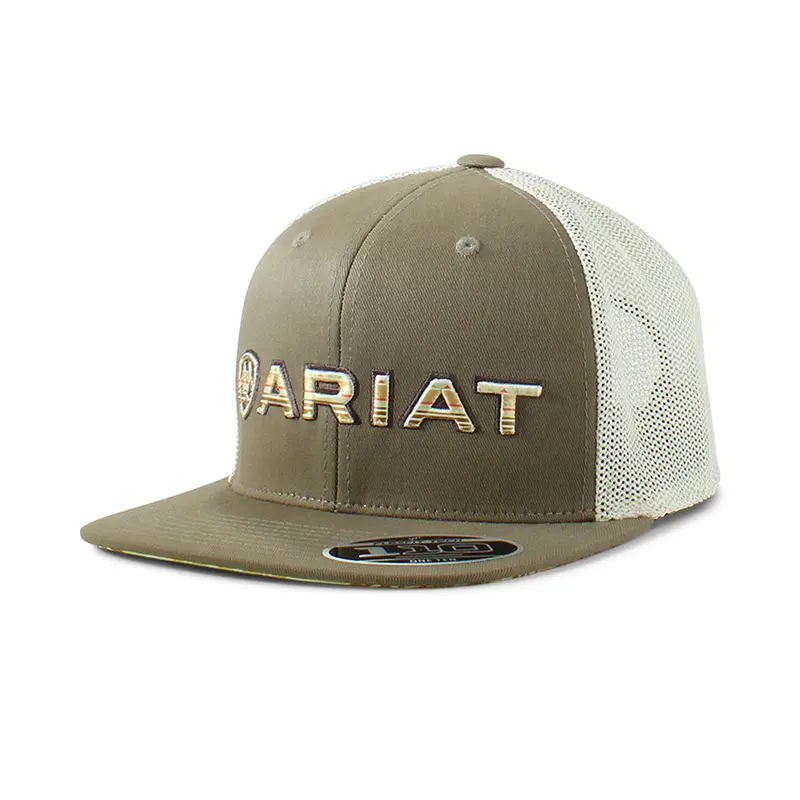 Ariat Flat Bill Logo Mesh Snapback Cap 1