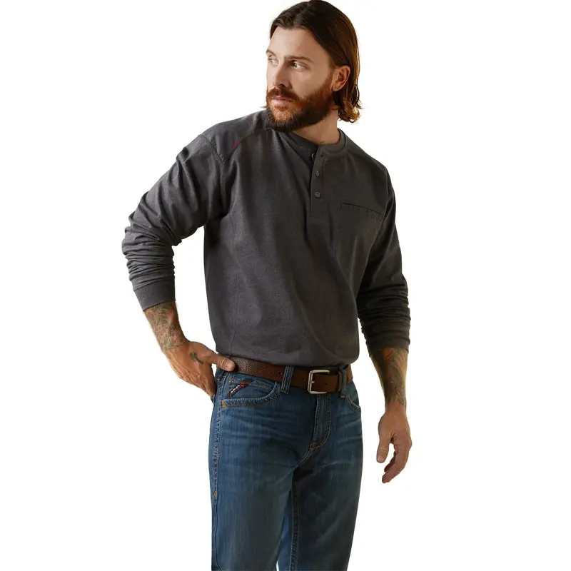 Ariat Men's Flame Resistant Air Refinery Row Graphic Long Sleeve Henley Tee 1