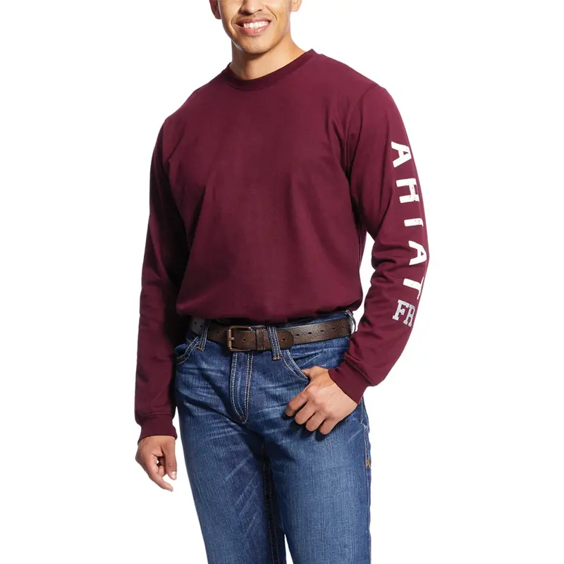 Ariat Men's Flame Resistant Roughneck Skull Graphic Long Sleeve T-Shirt_Malbec 1