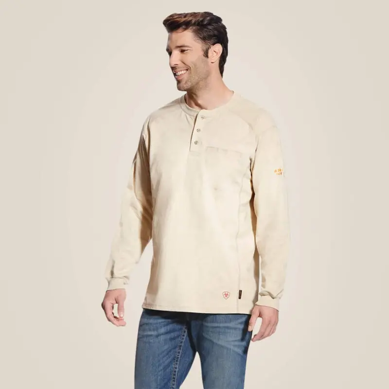 Ariat Men's Fr Chest Pocket Long Sleeve Henley 1