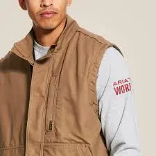 Ariat Men's Fr Workhorse Insulated Vest Khaki #10024031 4