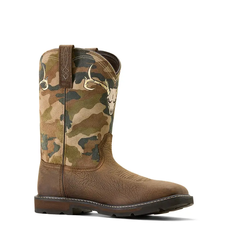 Ariat Men's Groundbreaker Antler Waterproof Wide Square Toe Steel Toe Work Boot 1
