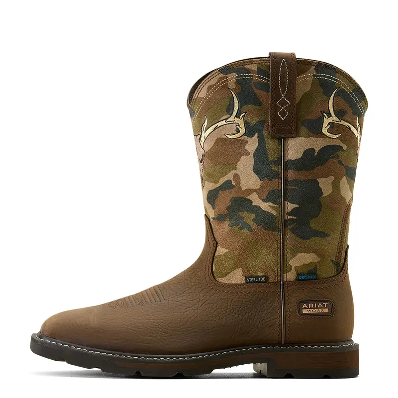 Ariat Men's Groundbreaker Antler Waterproof Wide Square Toe Steel Toe Work Boot 3