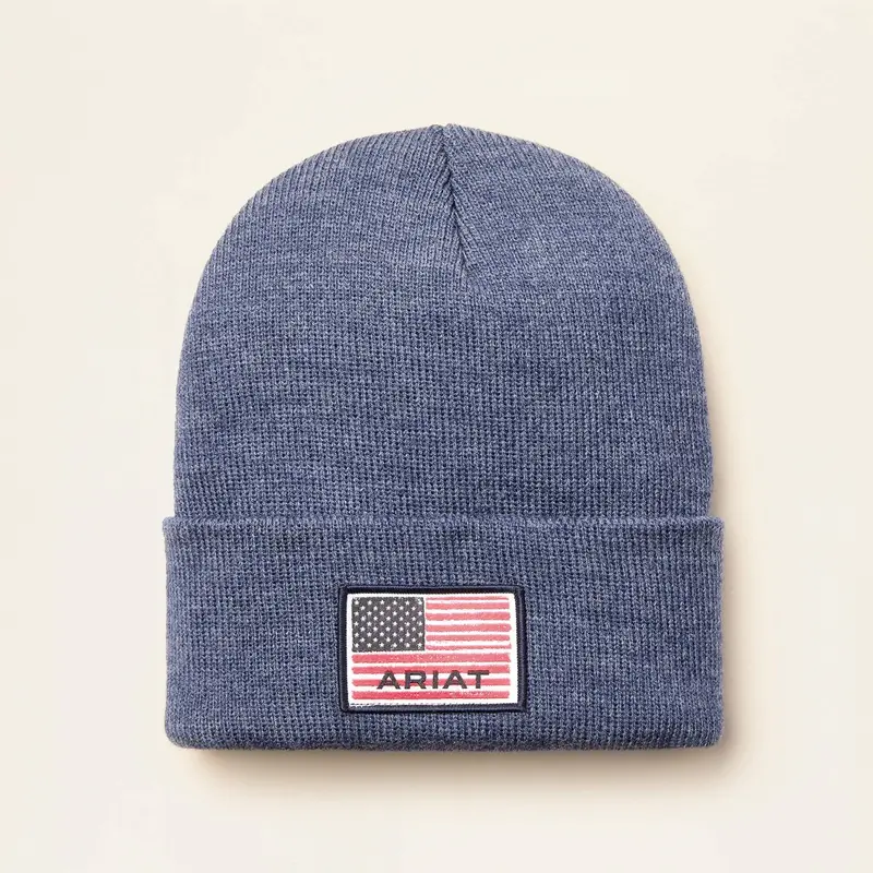 Ariat Men's Rebar American Flag Patch Beanie 1