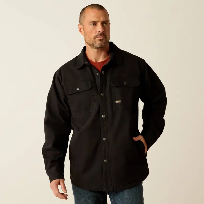 Ariat Men's Rebar Canvas Snap-Front Shirt Jacket_Black 1