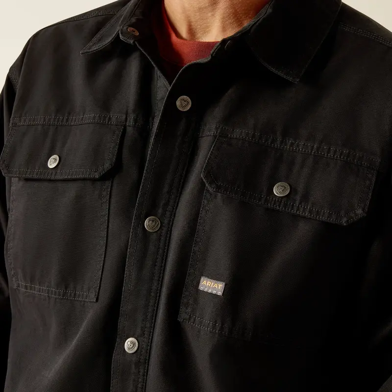 Ariat Men's Rebar Canvas Snap-Front Shirt Jacket_Black 2