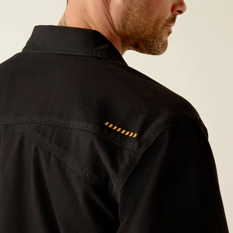 Ariat Men's Rebar Canvas Snap-Front Shirt Jacket_Black 3