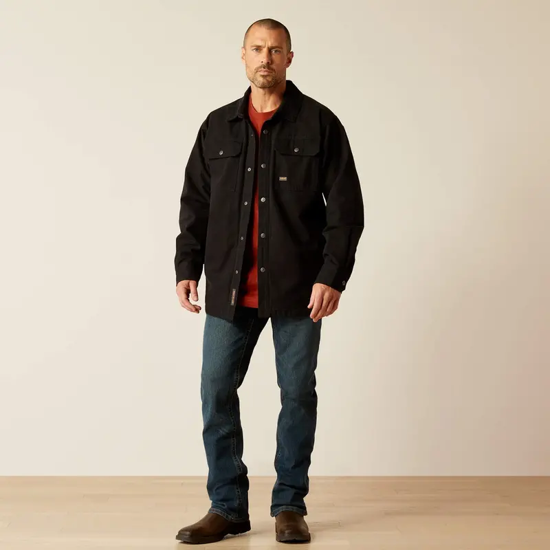 Ariat Men's Rebar Canvas Snap-Front Shirt Jacket_Black 5