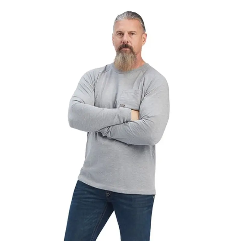 Ariat Men's Rebar Cotton Strong Long Sleeve T-Shirt_Heather Grey 1