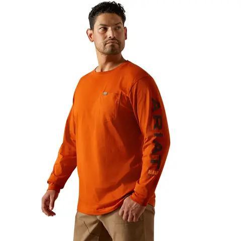 Ariat Men's Rebar Cottonstrong Logo Long Sleeve T-Shirt 1