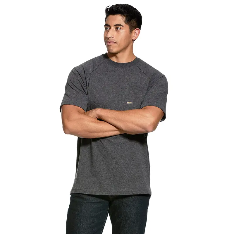 Ariat Men's Rebar Cottonstrong T-Shirt_Charcoal Heather 1