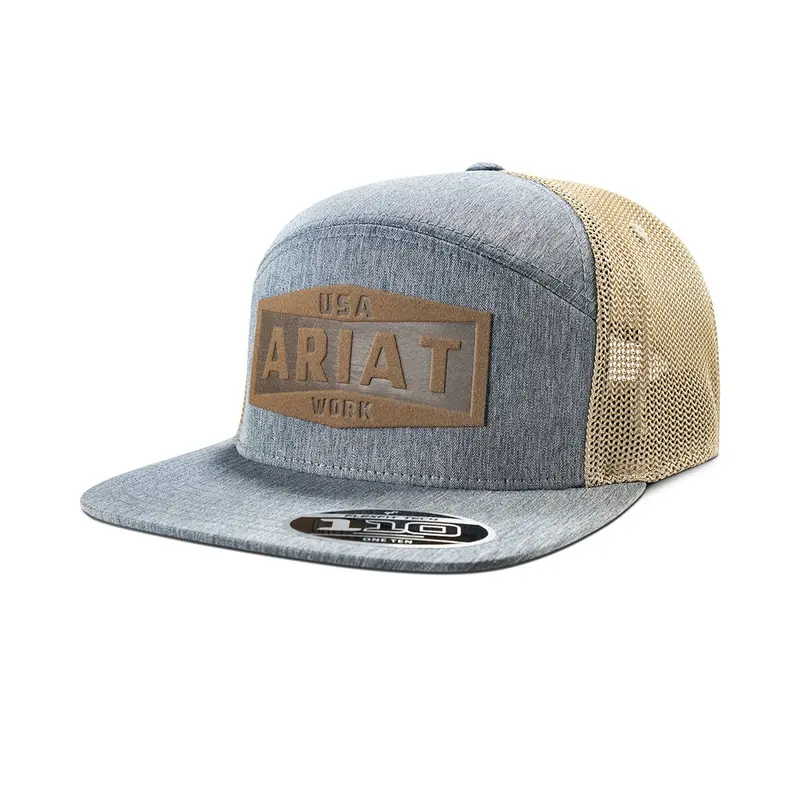 Ariat Men's Work Leather Patch Snapback Meshback Hat 1