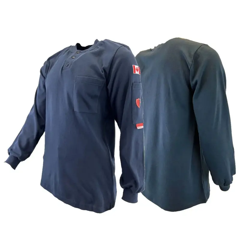 Atlas Guardian Men's Fr Henley Hi-Vis Long Sleeve Shirt 403Nb - Navy 1