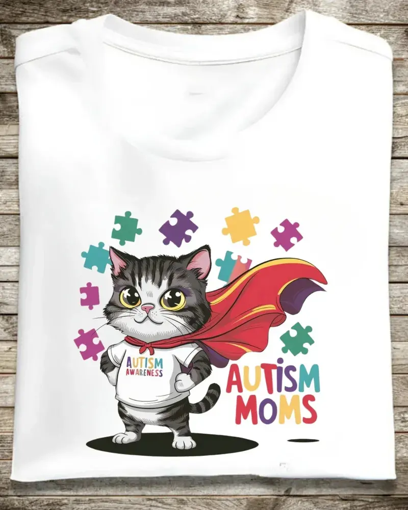 Autism Moms Dad Parents Autistic Awareness Cotton T-Shirt 1