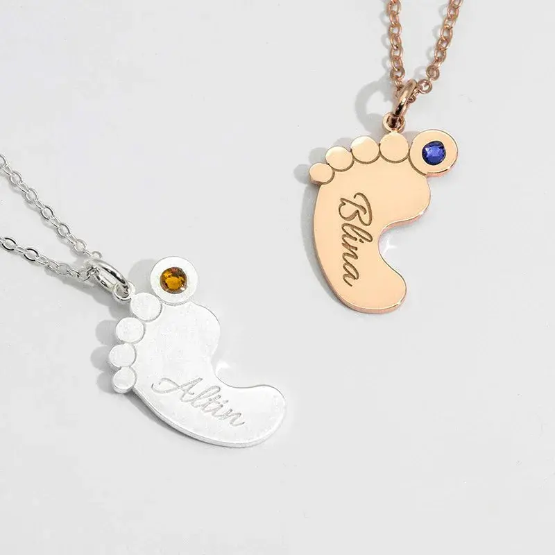 Baby Feet With Customizable Name Design Unique Luxury Necklace 1