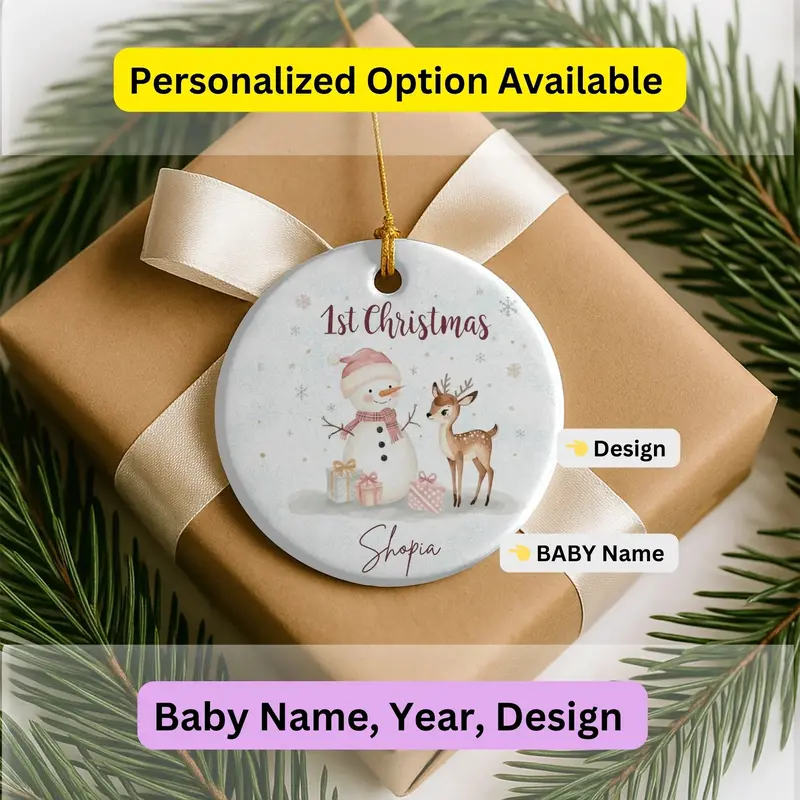 Baby First Christmas Ornament 2025, Personalized First Christmas Ornament, Baby's 1St Christmas Keepsake, Custom Baby Xmas Ornament 2025 2
