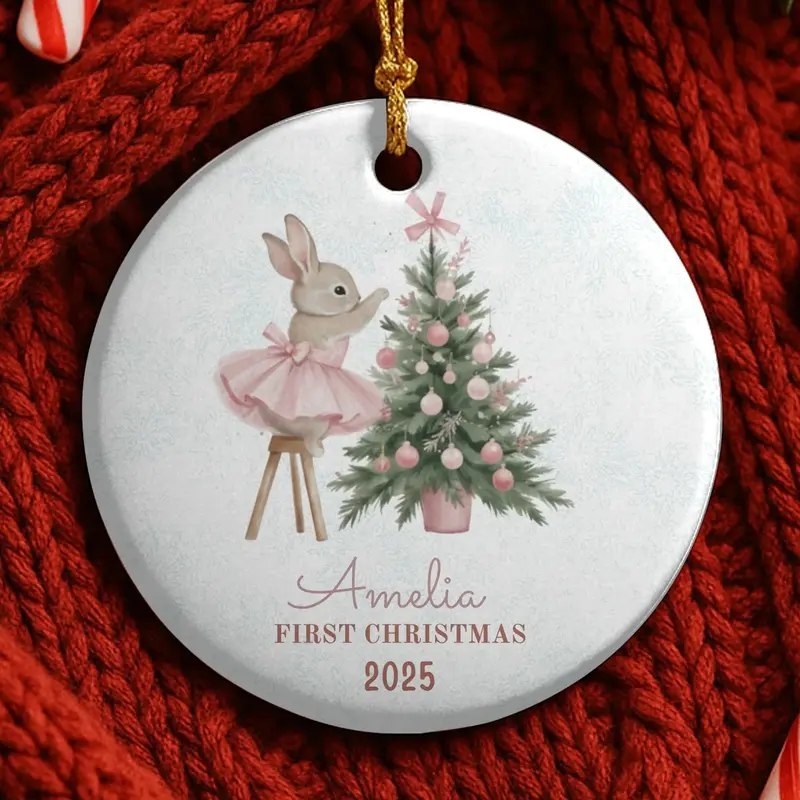 Baby Girl First Christmas Ornament, Personalized Baby Christmas Ornament, Baby's First Christmas, Christmas Keepsake, Custom Baby Ornament 1