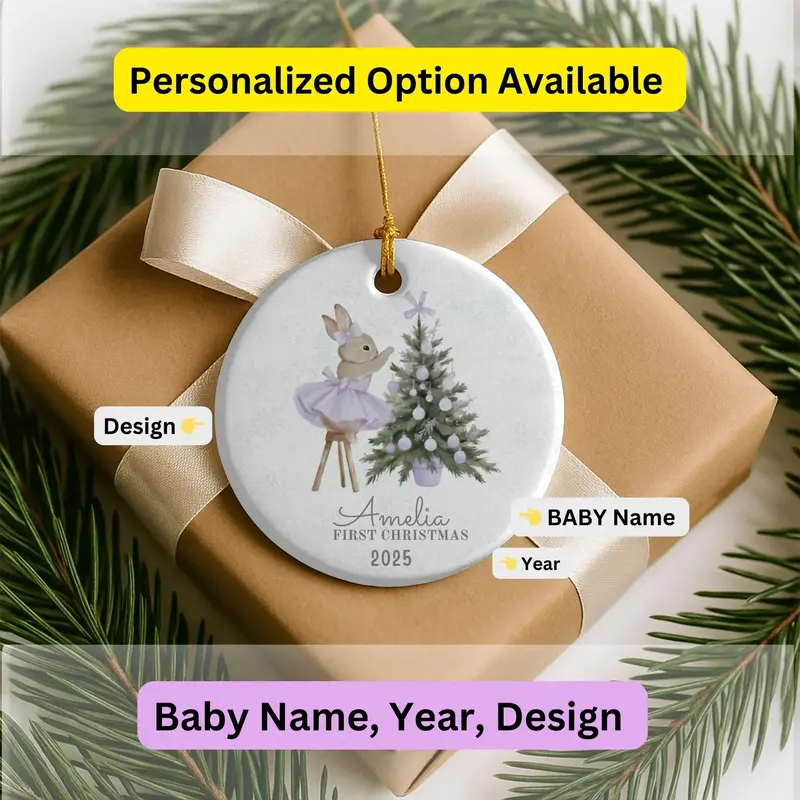 Baby Girl First Christmas Ornament, Personalized Baby Christmas Ornament, Baby's First Christmas, Christmas Keepsake, Custom Baby Ornament 2