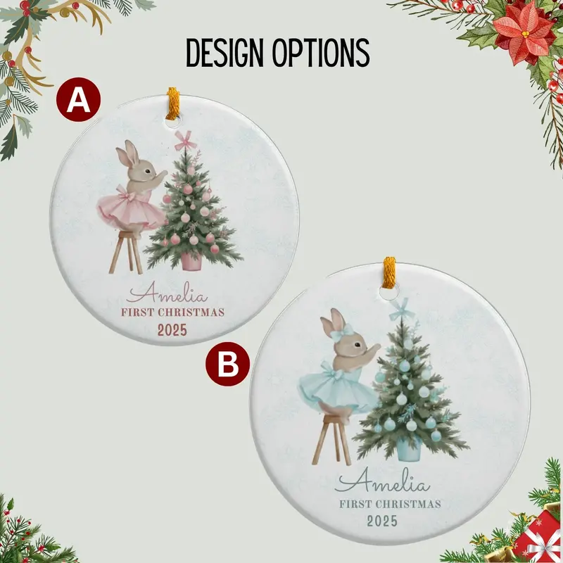 Baby Girl First Christmas Ornament, Personalized Baby Christmas Ornament, Baby's First Christmas, Christmas Keepsake, Custom Baby Ornament 3
