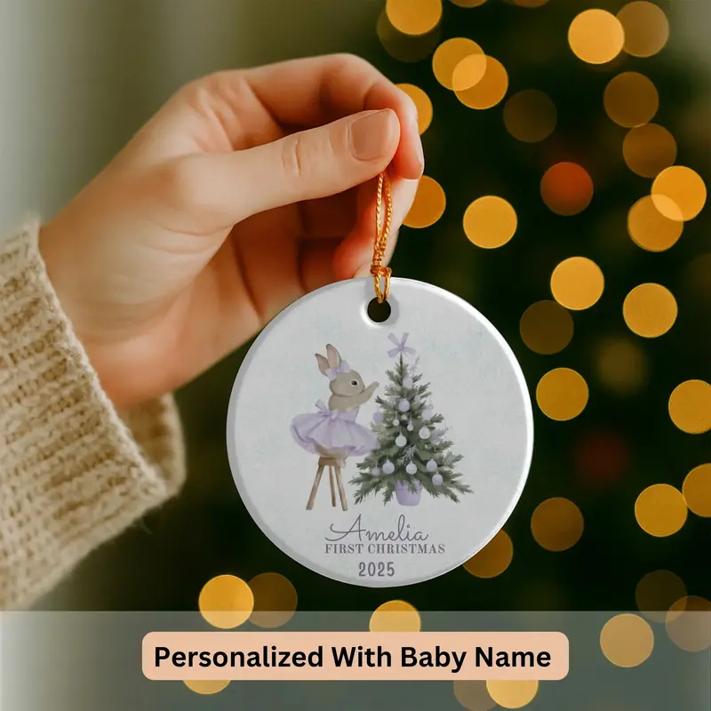Baby Girl First Christmas Ornament, Personalized Baby Christmas Ornament, Baby's First Christmas, Christmas Keepsake, Custom Baby Ornament 5