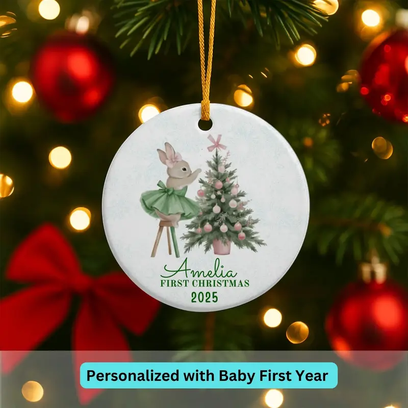 Baby Girl First Christmas Ornament, Personalized Baby Christmas Ornament, Baby's First Christmas, Christmas Keepsake, Custom Baby Ornament 6