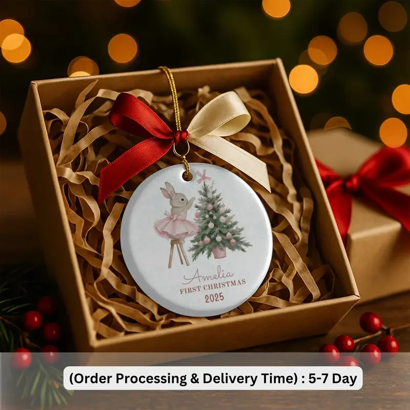 Baby Girl First Christmas Ornament, Personalized Baby Christmas Ornament, Baby's First Christmas, Christmas Keepsake, Custom Baby Ornament 8