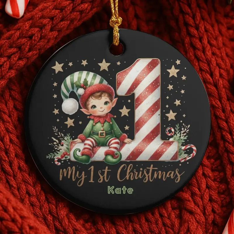 Babys First Christmas Ornament 2025, Personalized First Christmas Girl, Baby Xmas Bauble Baby Shower Gift, 1St Christmas Boy Newborn Gift 1