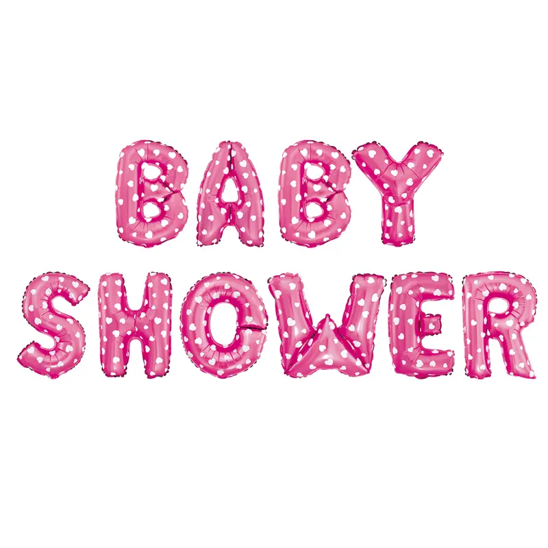 Balon Foliowy Baby Shower Różowe W Serca 1