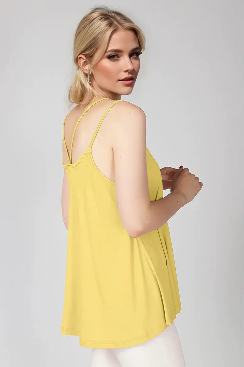 Bamboo Scoop Neck Double Spaghetti Straps Cami 7