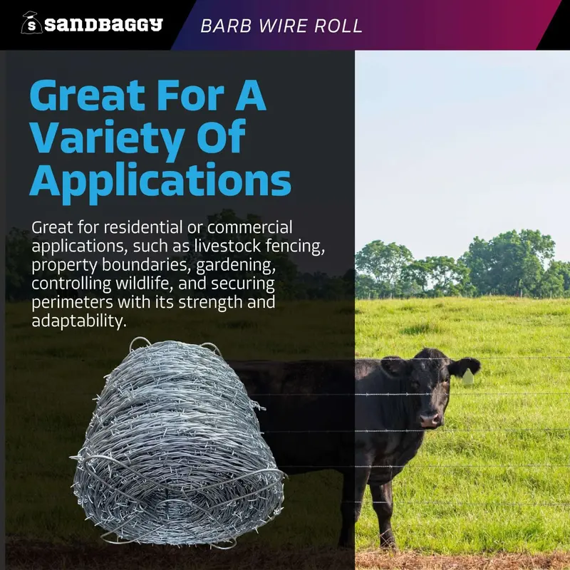 Barb Wire Roll (1320 Ft) - 2 Point, Double Strand Twisted Wire - 12.5 Gauge Galvanized Steel 7