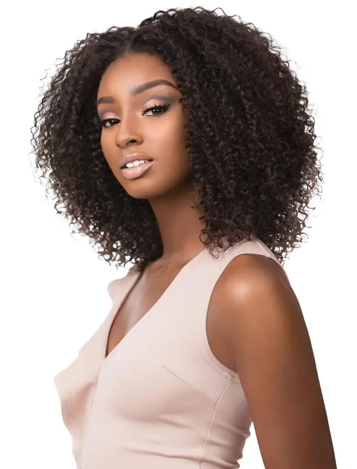 Bare & Natural 100% Brazilian Virgin Remy 4X4 Swiss Lace Front Wig Bohemian 1