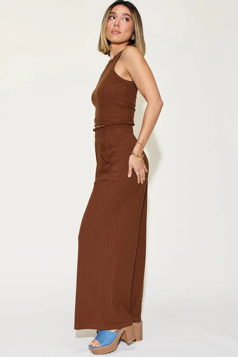 Basic Bae Full Size Ribbed Tank And Wide Leg Pants Set 13