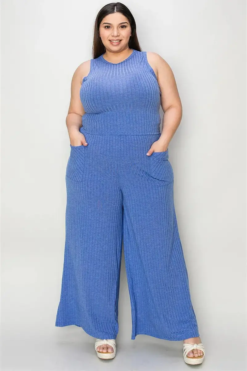 Basic Bae Full Size Ribbed Tank And Wide Leg Pants Set 18