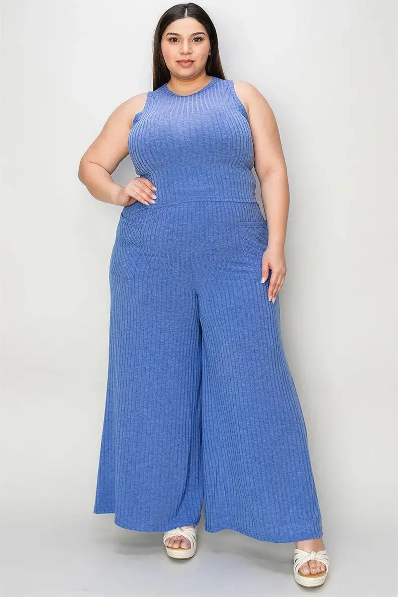 Basic Bae Full Size Ribbed Tank And Wide Leg Pants Set 19