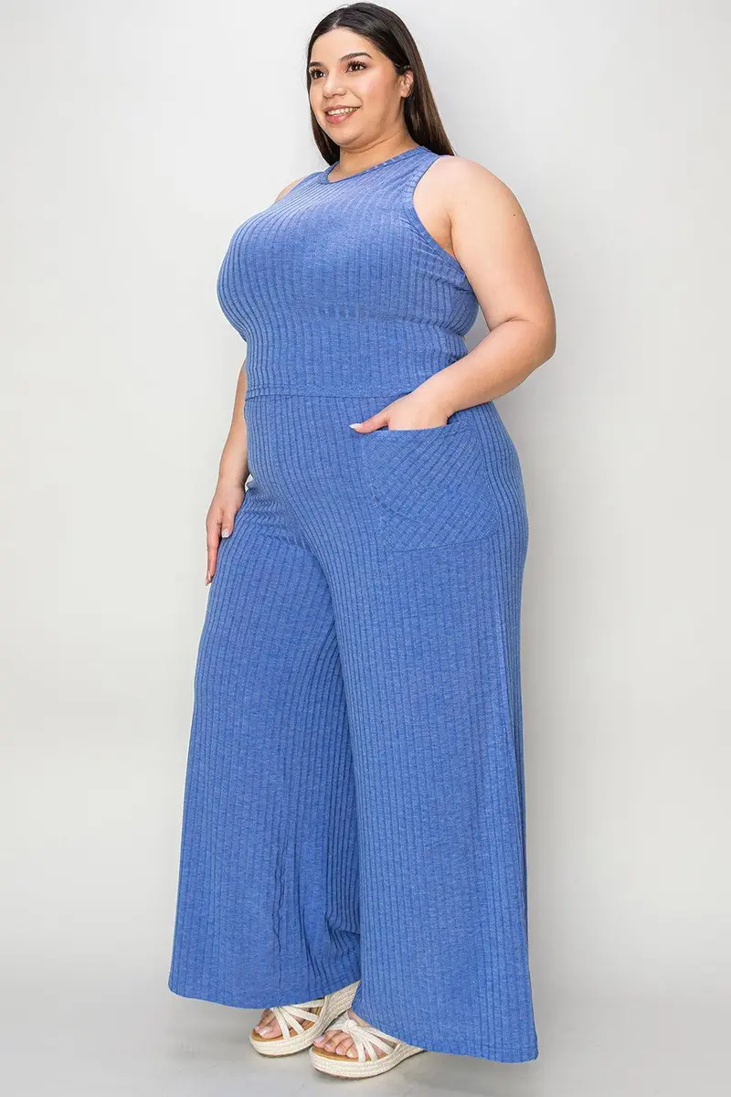 Basic Bae Full Size Ribbed Tank And Wide Leg Pants Set 20