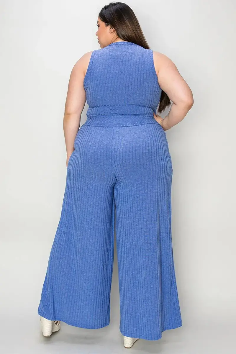 Basic Bae Full Size Ribbed Tank And Wide Leg Pants Set 21