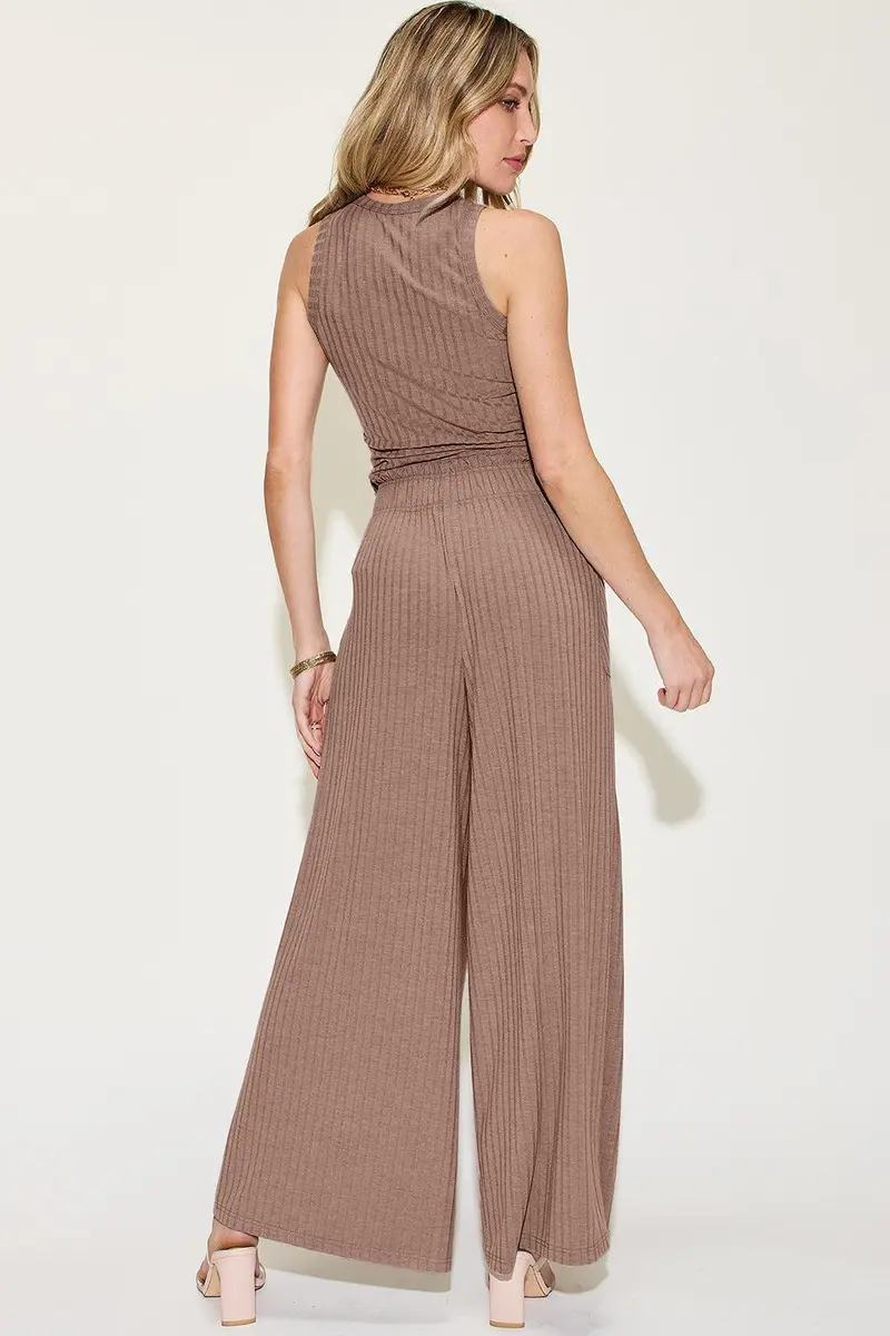 Basic Bae Full Size Ribbed Tank And Wide Leg Pants Set 25
