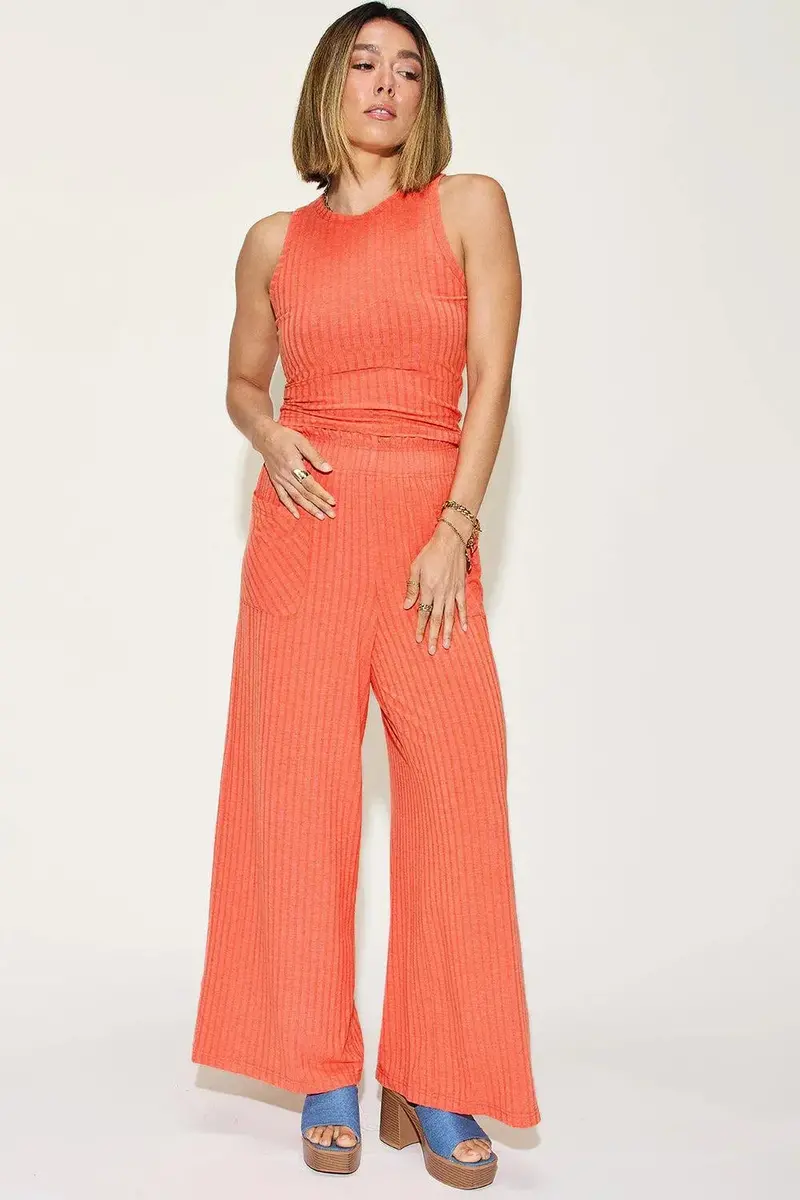Basic Bae Full Size Ribbed Tank And Wide Leg Pants Set 7
