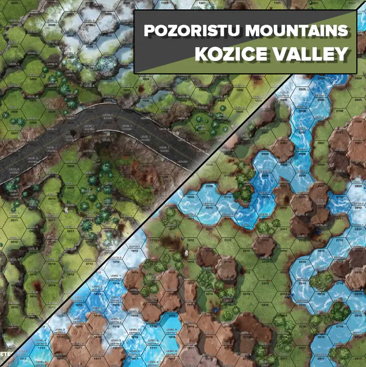 Battlemat (Battles Of Tukayyid)-  Pozoristu Mountains (Clan Wolf) / Kozice Valley (Clan Diamond Shark) 1