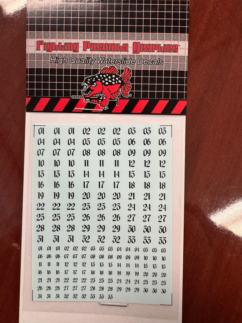 Beckett Numbers Black #34-66 Decals 1