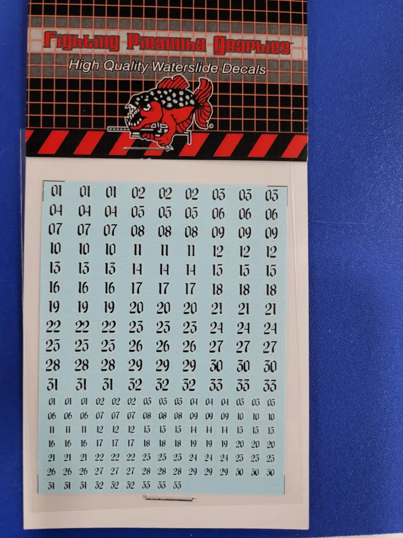 Beckett Numbers Black On White #1-33 Decals 1