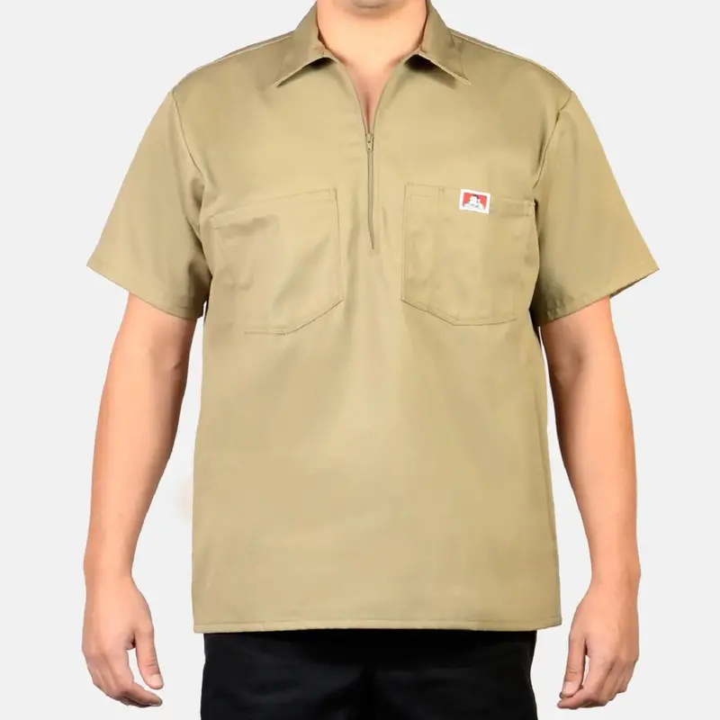 Ben Davis Men's 1/2 Zip Double Pocket Short Sleeve Work Shirt 1