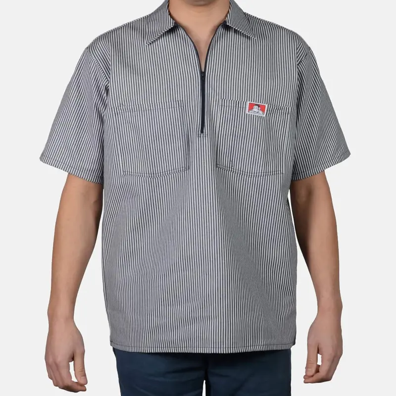 Ben Davis Men’s Half-Zip Short-Sleeve Work Shirt – Cotton Performance Top