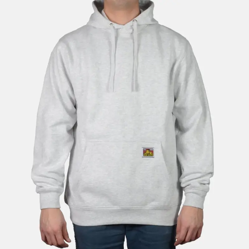 Ben Davis Men's Heavyweight Logo Patch Hooded Sweatshirt_Ash Grey 1