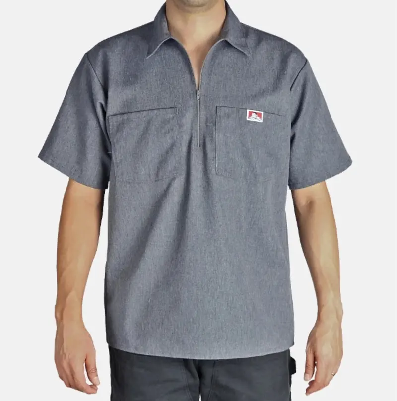 Ben Davis Men's Solid 1/2 Zip Short Sleeve Work Shirt 1