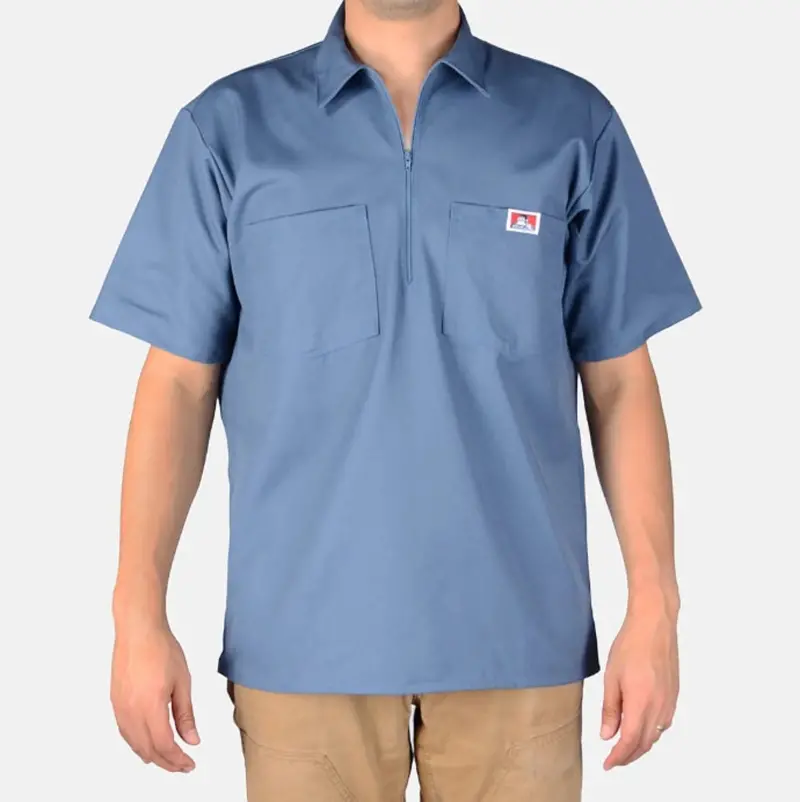 Ben Davis Men's Solid 1/2 Zip Short Sleeve Work Shirt 1