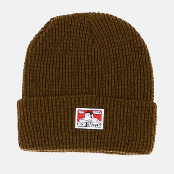 Ben Davis Waffle Knit Logo Patch Cuffed Beanie 1