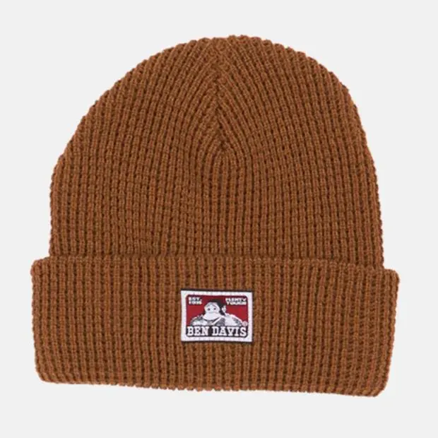 Ben Davis Waffle Knit Logo Patch Cuffed Beanie 1