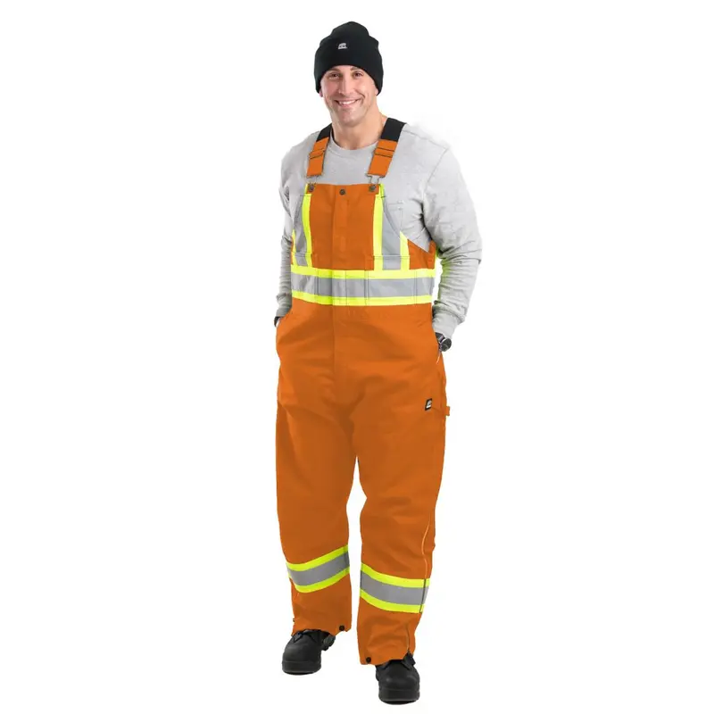 Berne High Visibility Men's Unlined Work Overalls Hvb914 - Orange 1